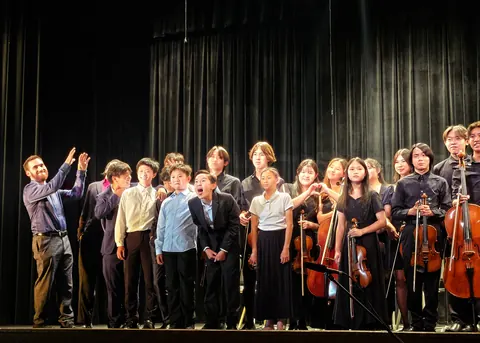 Justin Chen with fellow musicians at the Fried Music Pre-College Final Concert