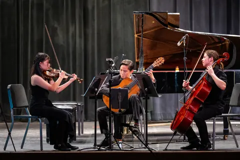 Justin Chen performing chamber music at the Fried Music Pre-College Final Concert