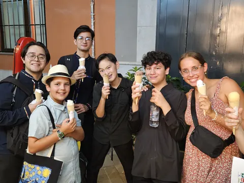 Justin Chen with friends in Granada, Spain