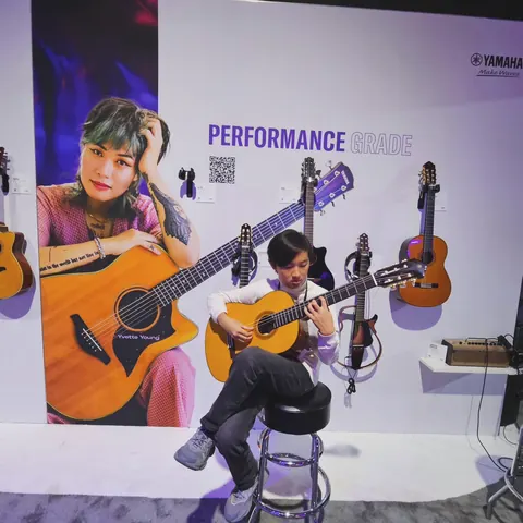 Justin Chen playing at the Yamaha display at The NAMM Show